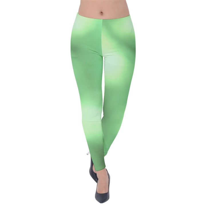 Green Vibrant Abstract No4 Velvet Leggings