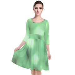 Green Vibrant Abstract No4 Quarter Sleeve Waist Band Dress