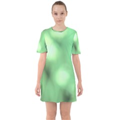 Green Vibrant Abstract No4 Sixties Short Sleeve Mini Dress by DimitriosArt