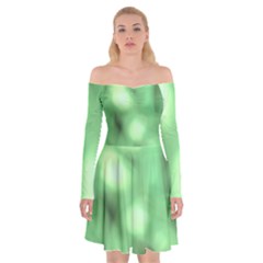 Green Vibrant Abstract No4 Off Shoulder Skater Dress