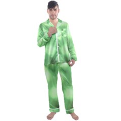 Green Vibrant Abstract No4 Men s Long Sleeve Satin Pajamas Set