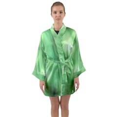 Green Vibrant Abstract No4 Long Sleeve Satin Kimono