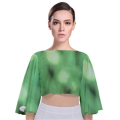 Green Vibrant Abstract No4 Tie Back Butterfly Sleeve Chiffon Top