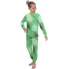 Green Vibrant Abstract No4 Kids  Long Sleeve Set 