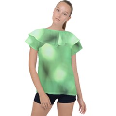 Green Vibrant Abstract No4 Ruffle Collar Chiffon Blouse