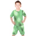 Green Vibrant Abstract No4 Kids  Tee and Shorts Set View1