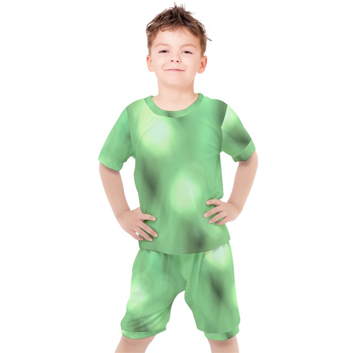 Green Vibrant Abstract No4 Kids  Tee and Shorts Set