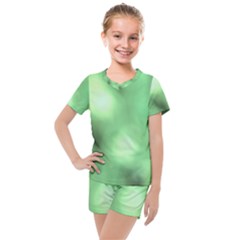 Green Vibrant Abstract No4 Kids  Mesh Tee and Shorts Set