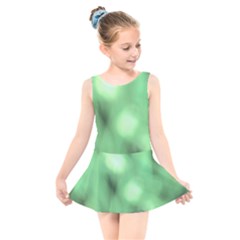 Green Vibrant Abstract No4 Kids  Skater Dress Swimsuit