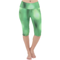 Green Vibrant Abstract No4 Lightweight Velour Cropped Yoga Leggings