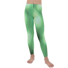 Green Vibrant Abstract No4 Kids  Lightweight Velour Leggings by DimitriosArt