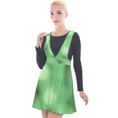 Green Vibrant Abstract No4 Plunge Pinafore Velour Dress