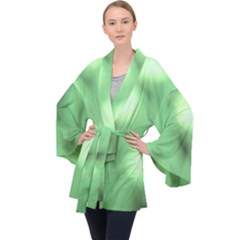 Green Vibrant Abstract No4 Long Sleeve Velvet Kimono 