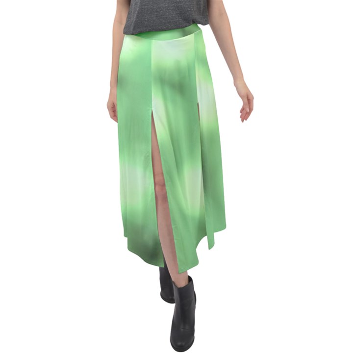 Green Vibrant Abstract No4 Velour Split Maxi Skirt