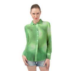 Green Vibrant Abstract No4 Long Sleeve Chiffon Shirt