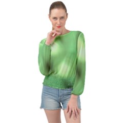 Green Vibrant Abstract No4 Banded Bottom Chiffon Top