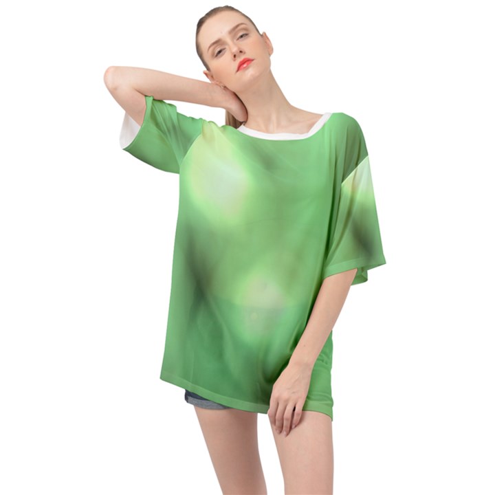 Green Vibrant Abstract No4 Oversized Chiffon Top