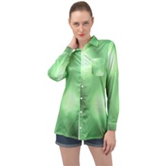 Green Vibrant Abstract No4 Long Sleeve Satin Shirt