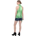 Green Vibrant Abstract No4 Halter Asymmetric Satin Top View2