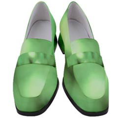 Green Vibrant Abstract No4 Women s Chunky Heel Loafers