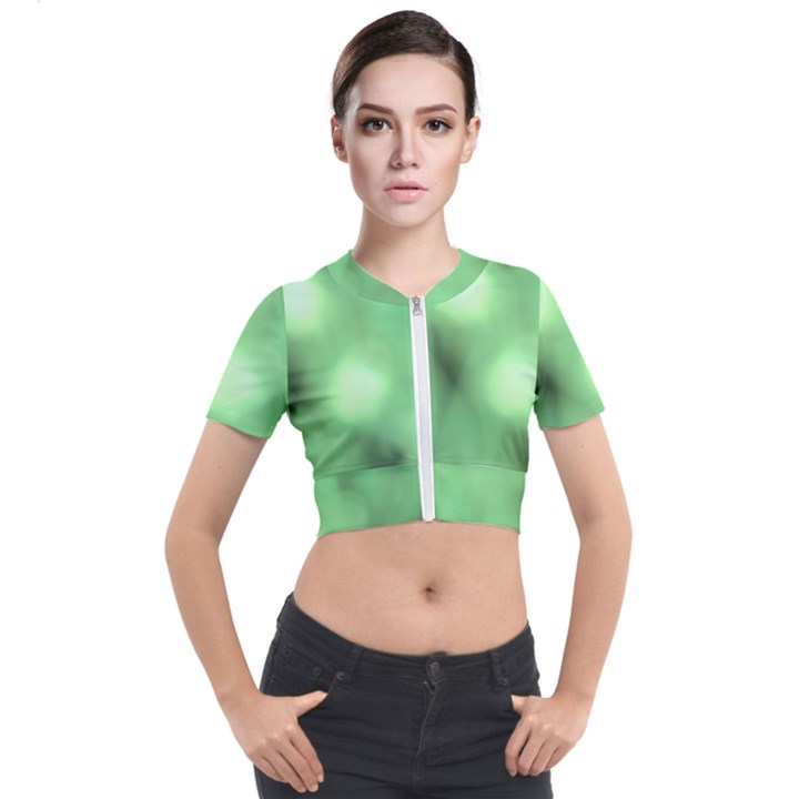 Green Vibrant Abstract No4 Short Sleeve Cropped Jacket