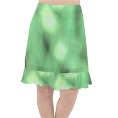 Green Vibrant Abstract No4 Fishtail Chiffon Skirt