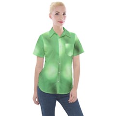 Green Vibrant Abstract No4 Women s Short Sleeve Pocket Shirt