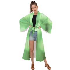 Green Vibrant Abstract No4 Maxi Kimono