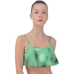 Green Vibrant Abstract No4 Frill Bikini Top