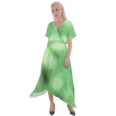 Green Vibrant Abstract No4 Cross Front Sharkbite Hem Maxi Dress