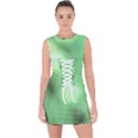 Green Vibrant Abstract No4 Lace Up Front Bodycon Dress View1