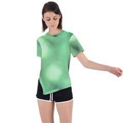 Green Vibrant Abstract No4 Asymmetrical Short Sleeve Sports Tee