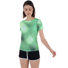 Green Vibrant Abstract No4 Back Circle Cutout Sports Tee