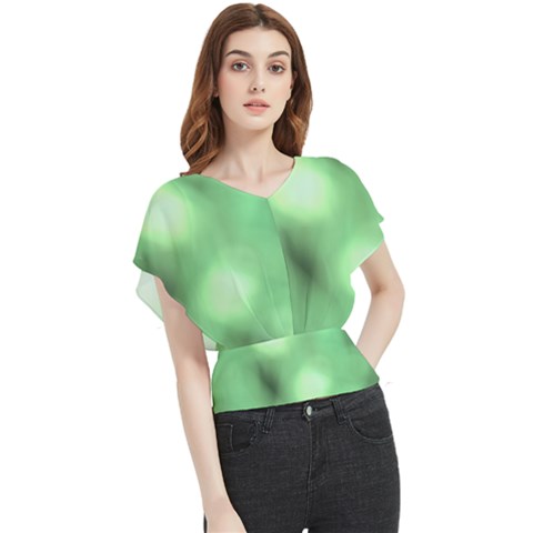 Green Vibrant Abstract No4 Butterfly Chiffon Blouse by DimitriosArt