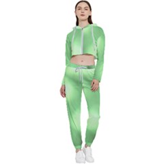 Green Vibrant Abstract No4 Cropped Zip Up Lounge Set