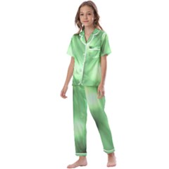 Green Vibrant Abstract No4 Kids  Satin Short Sleeve Pajamas Set