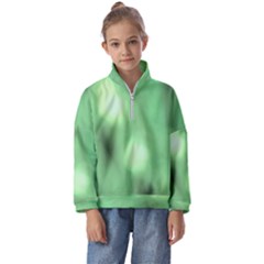 Green Vibrant Abstract No4 Kids  Half Zip Hoodie