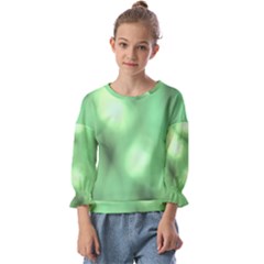 Green Vibrant Abstract No4 Kids  Cuff Sleeve Top