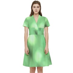 Green Vibrant Abstract No4 Short Sleeve Waist Detail Dress