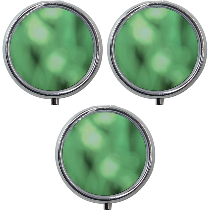 Green Vibrant Abstract No4 Mini Round Pill Box (Pack of 3)