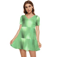 Green Vibrant Abstract No4 Tiered Short Sleeve Mini Dress