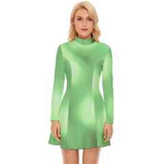 Green Vibrant Abstract No4 Long Sleeve Velour Longline Dress