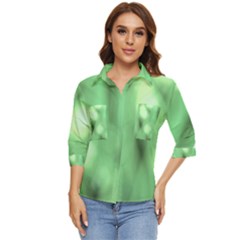 Green Vibrant Abstract No4 Women s Quarter Sleeve Pocket Shirt