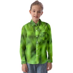 Green Abstract Stars Kids  Long Sleeve Shirt by DimitriosArt