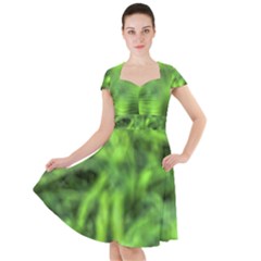 Green Abstract Stars Cap Sleeve Midi Dress by DimitriosArt