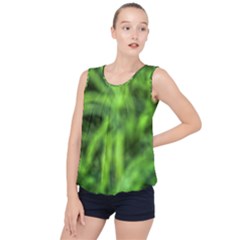 Green Abstract Stars Bubble Hem Chiffon Tank Top by DimitriosArt