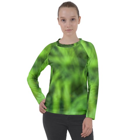 Green Abstract Stars Women s Long Sleeve Raglan Tee by DimitriosArt