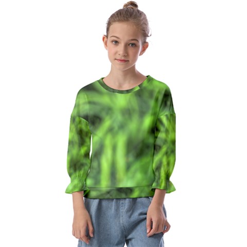 Green Abstract Stars Kids  Cuff Sleeve Top by DimitriosArt