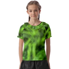 Green Abstract Stars Kids  Frill Chiffon Blouse by DimitriosArt