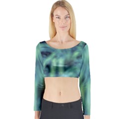 Blue Abstract Stars Long Sleeve Crop Top by DimitriosArt